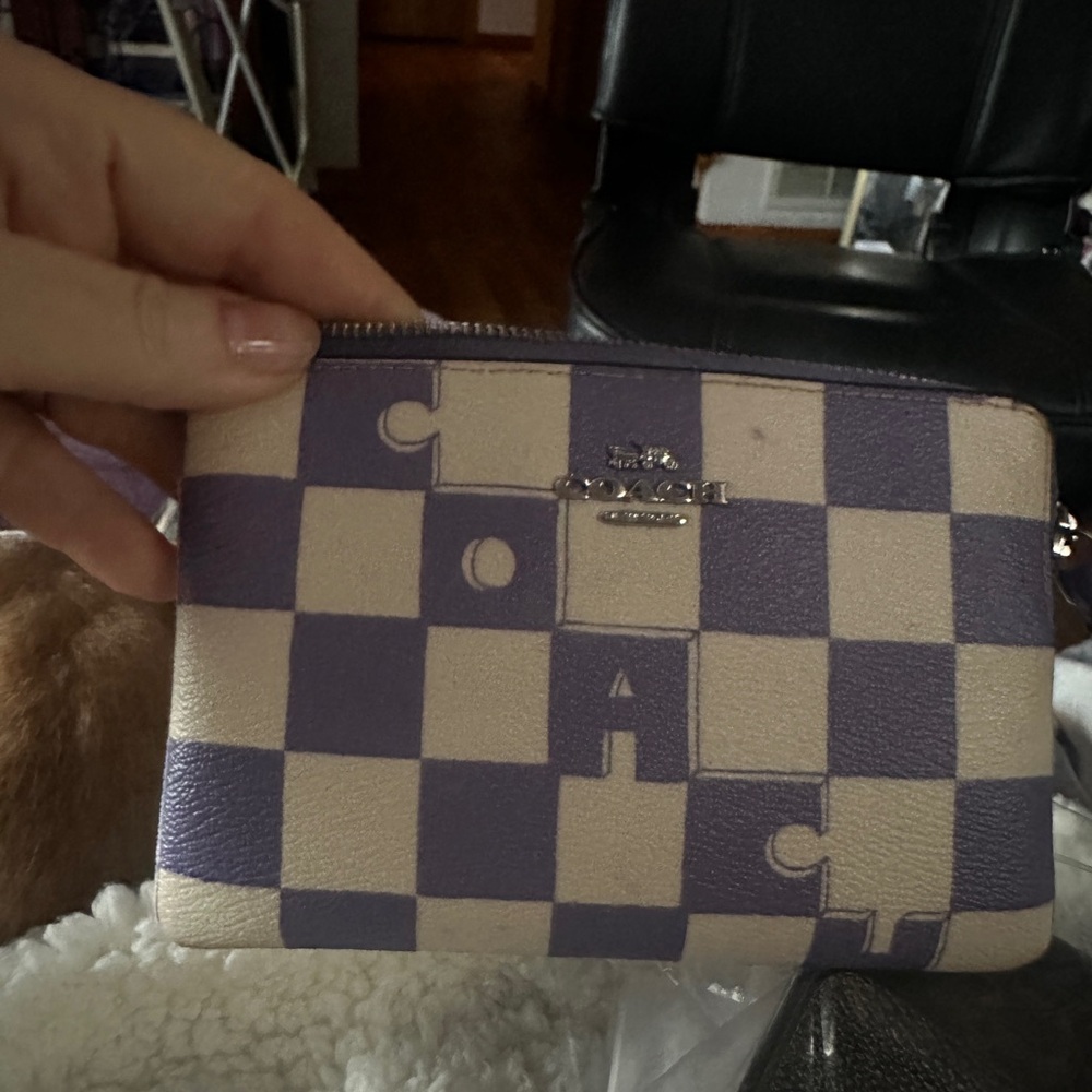 Coach Purple and Cream Clutch Wristlet